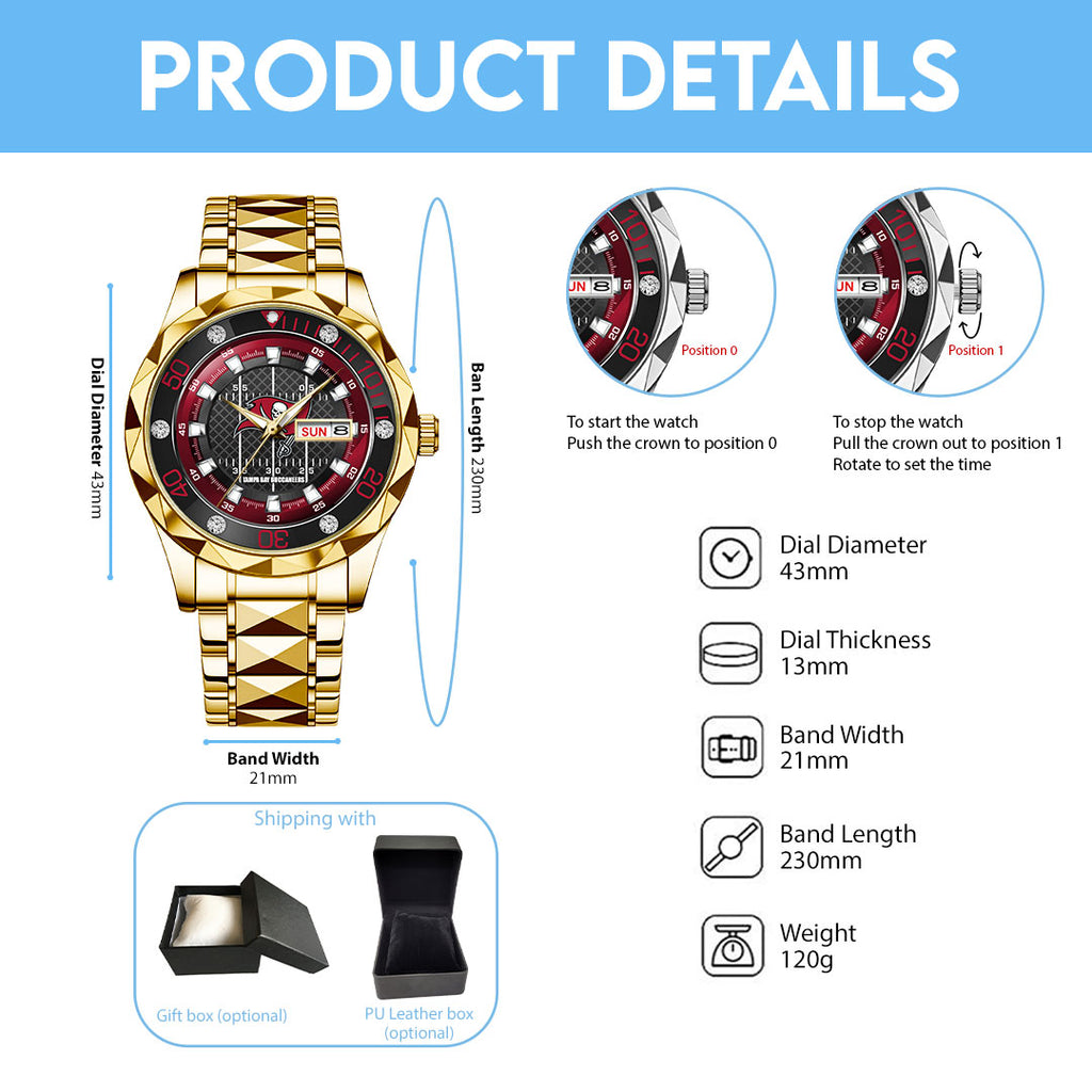 Tampa Bay Buccaneers Alloy Luxury Quartz Watch – TMTHU936