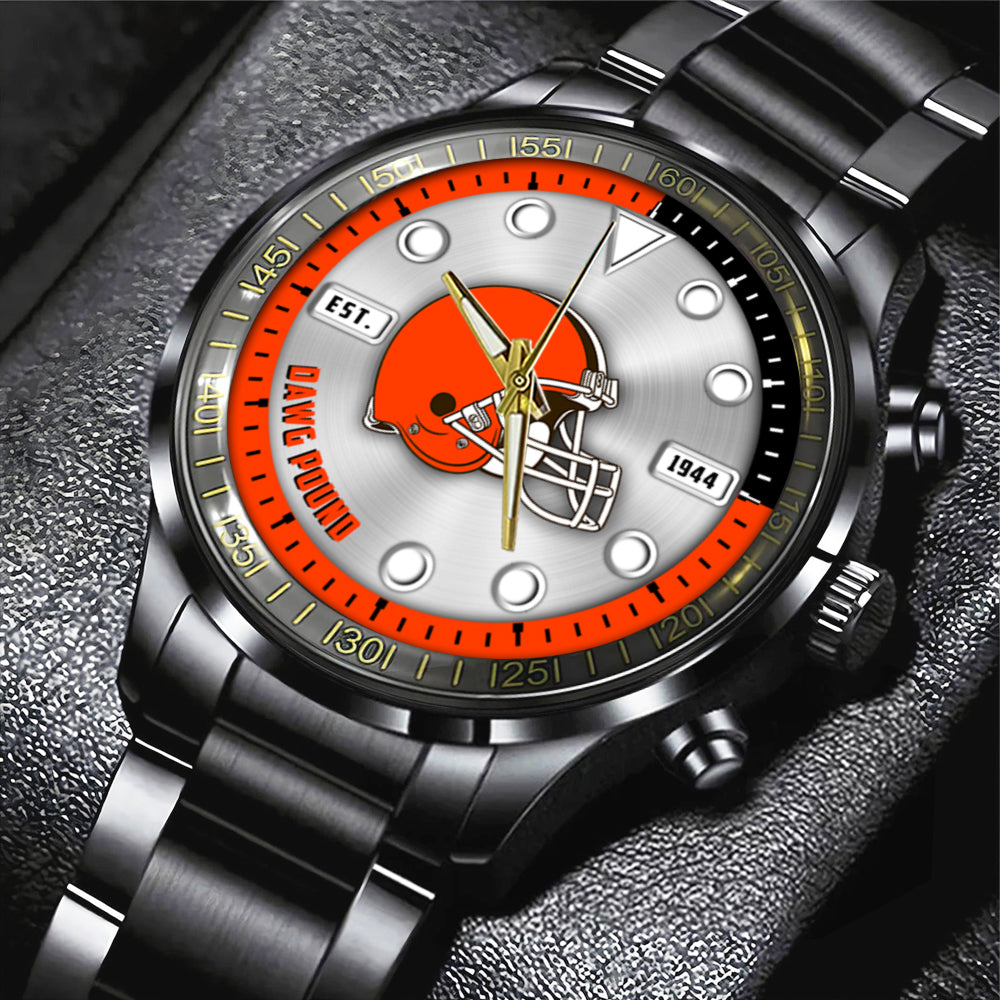 Cleveland Browns Black Stainless Steel Watch – HOATT12939