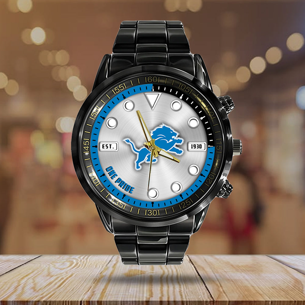 Detroit Lions Black Stainless Steel Watch – HOATT12942