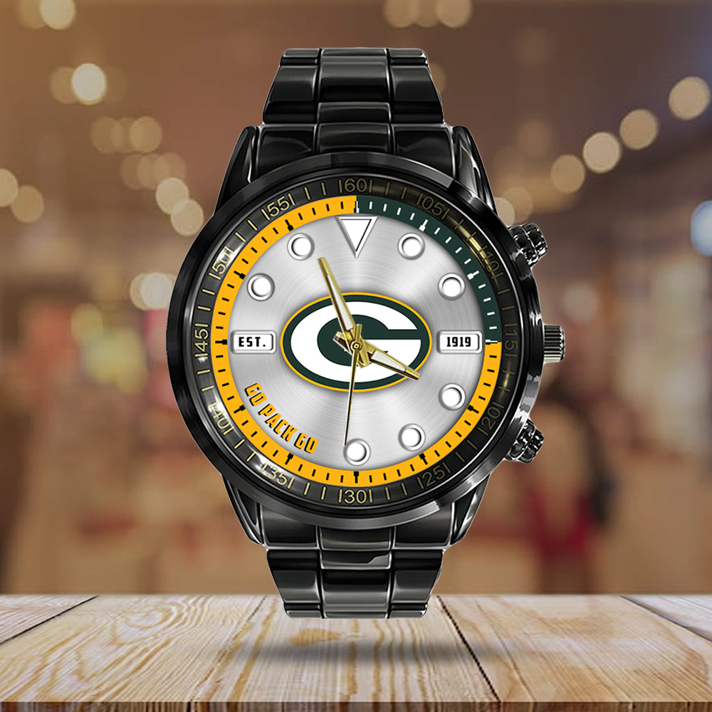 Green Bay Packers Black Stainless Steel Watch – HOATT12943