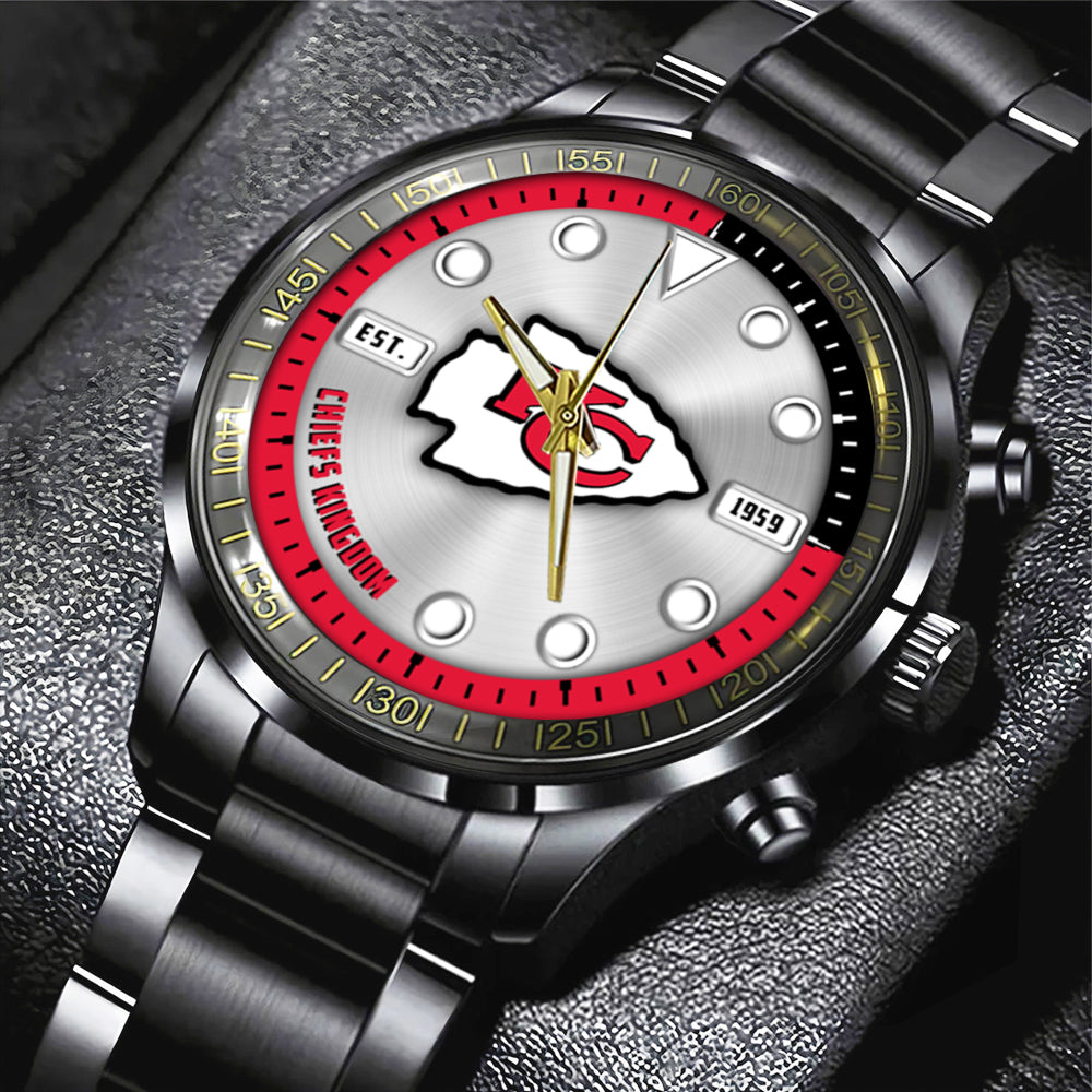 Kansas City Chiefs Black Stainless Steel Watch – HOATT12947