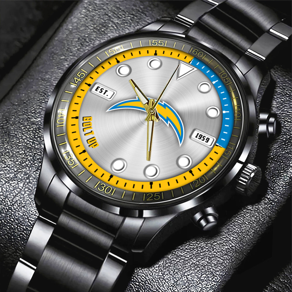 Los Angeles Chargers Black Stainless Steel Watch – HOATT12949
