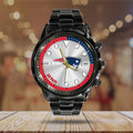 New England Patriots Black Stainless Steel Watch – HOATT12953