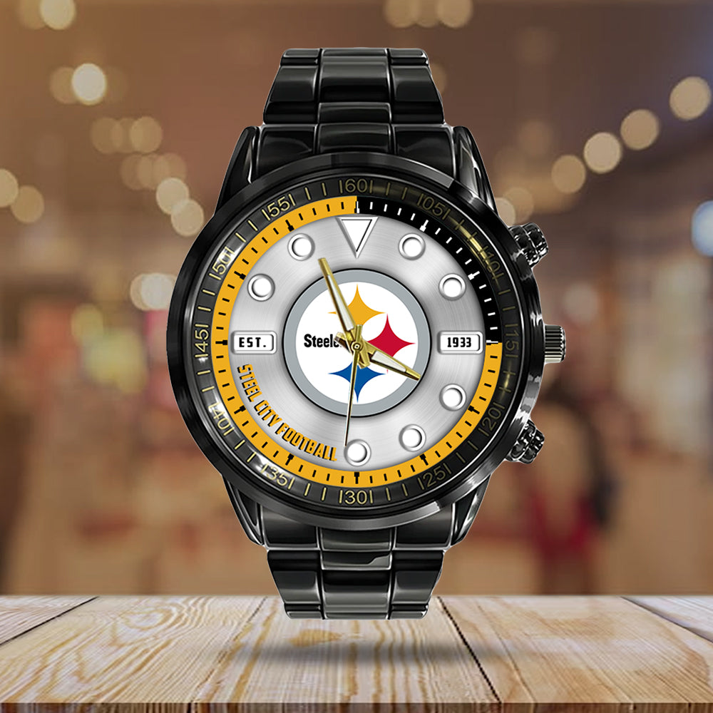 Pittsburgh Steelers Black Stainless Steel Watch – HOATT12958