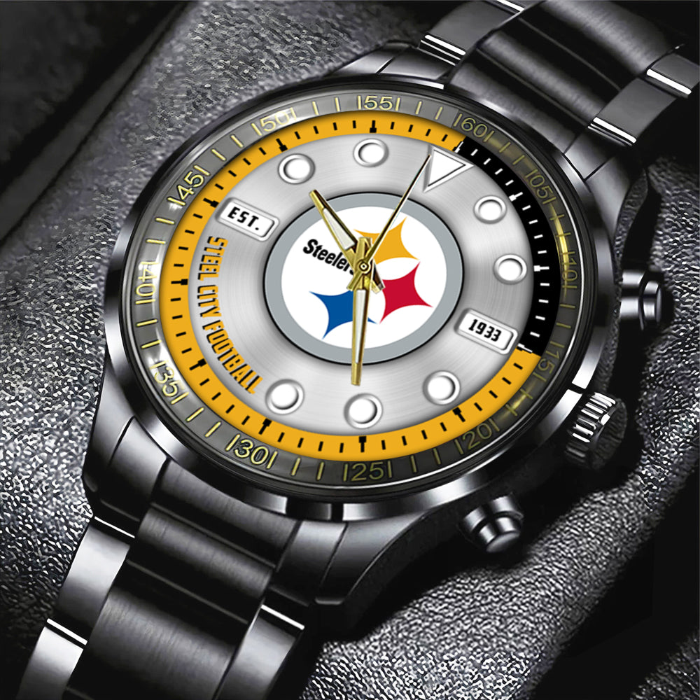 Pittsburgh Steelers Black Stainless Steel Watch – HOATT12958