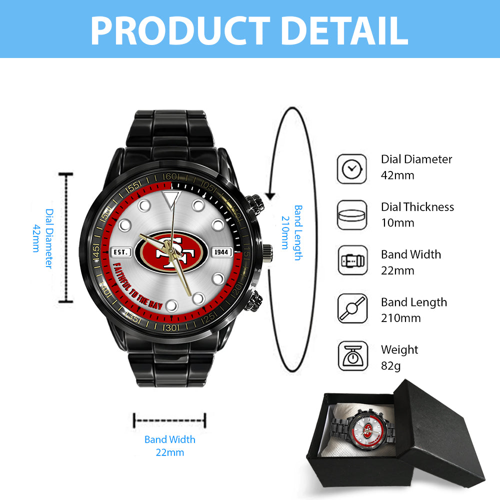 San Francisco 49ers Black Stainless Steel Watch – HOATT12959