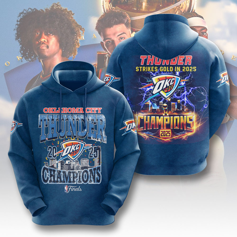 Oklahoma City Thunder 2025 NBA Champions 3D Apparel – NGHIAVT 2911