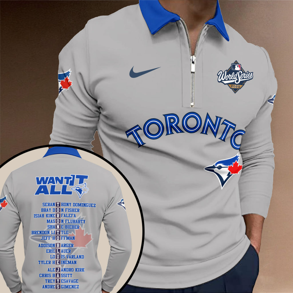 Toronto Blue Jays Zip Polo Shirt – NGHIAVT5802
