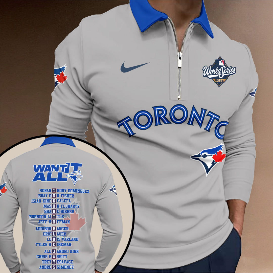 Toronto Blue Jays Zip Polo Shirt – NGHIAVT5802