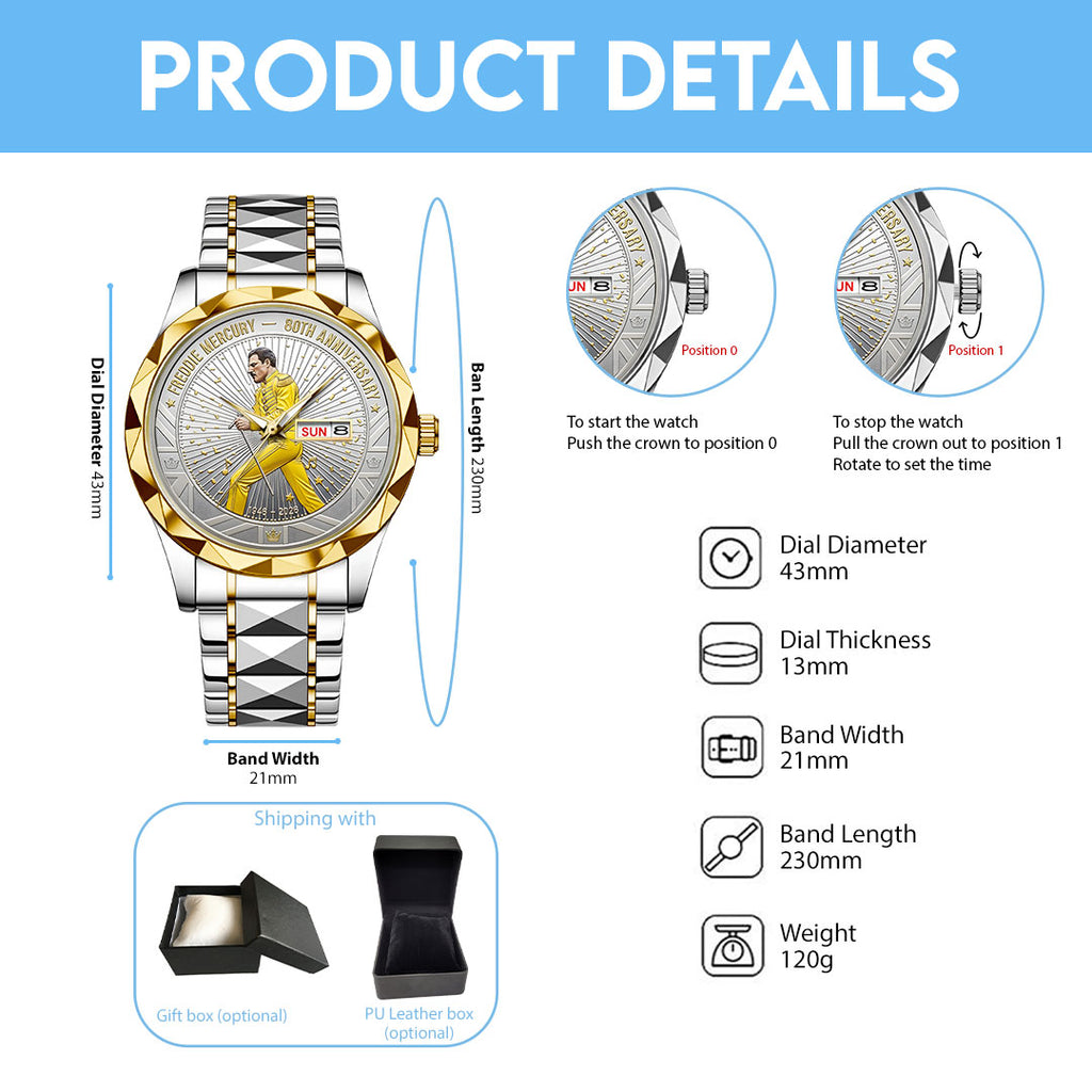 Freddie Mercury 80th Anniversary Alloy Luxury Quartz Watch – NGHIAVT6187