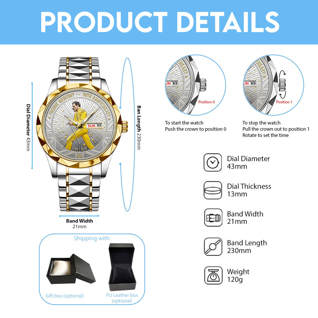 Freddie Mercury 80th Anniversary Alloy Luxury Quartz Watch – NGHIAVT6187