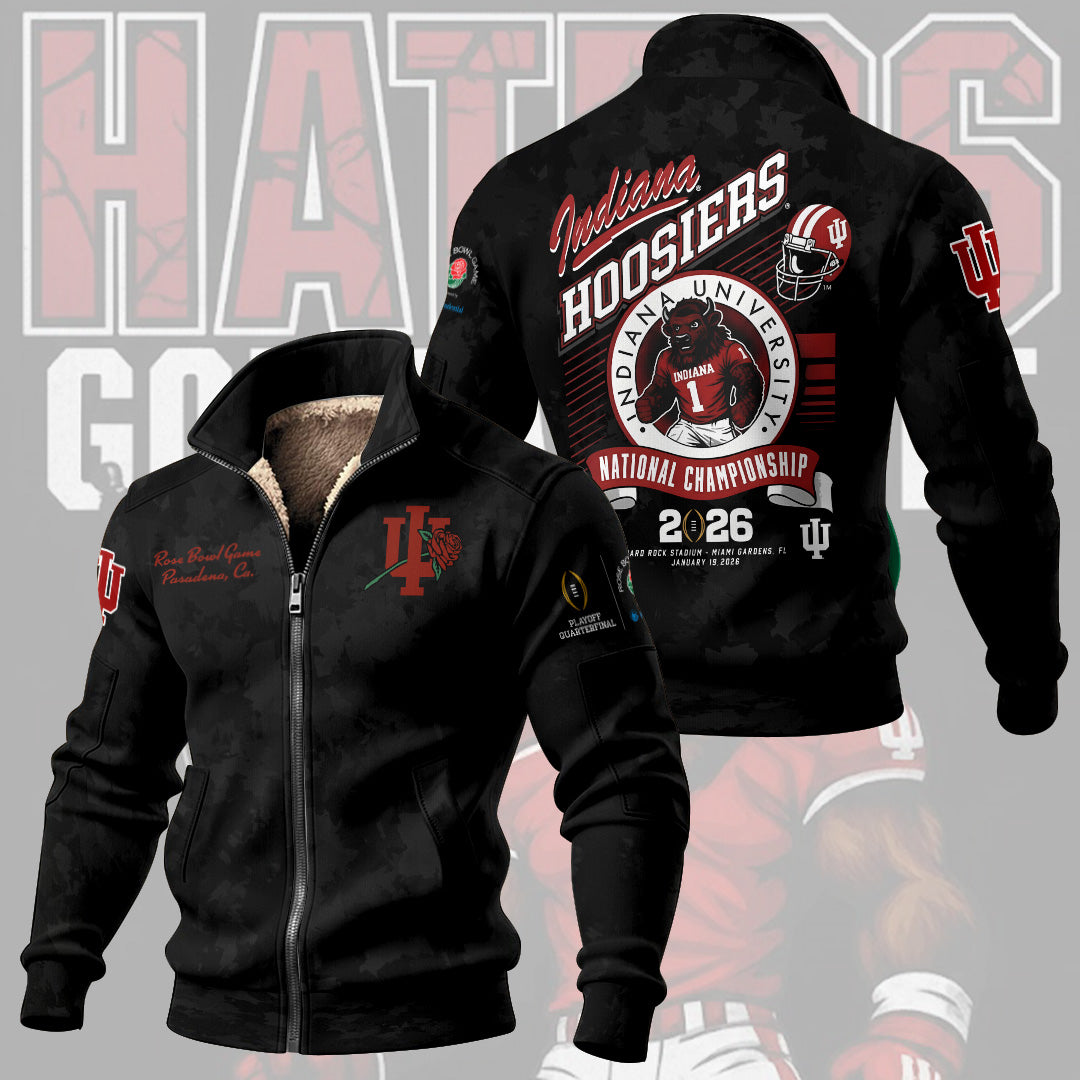 Indiana Hoosiers Football 2025 Thick Knit Fleece Jacket – NGHIAVT9501
