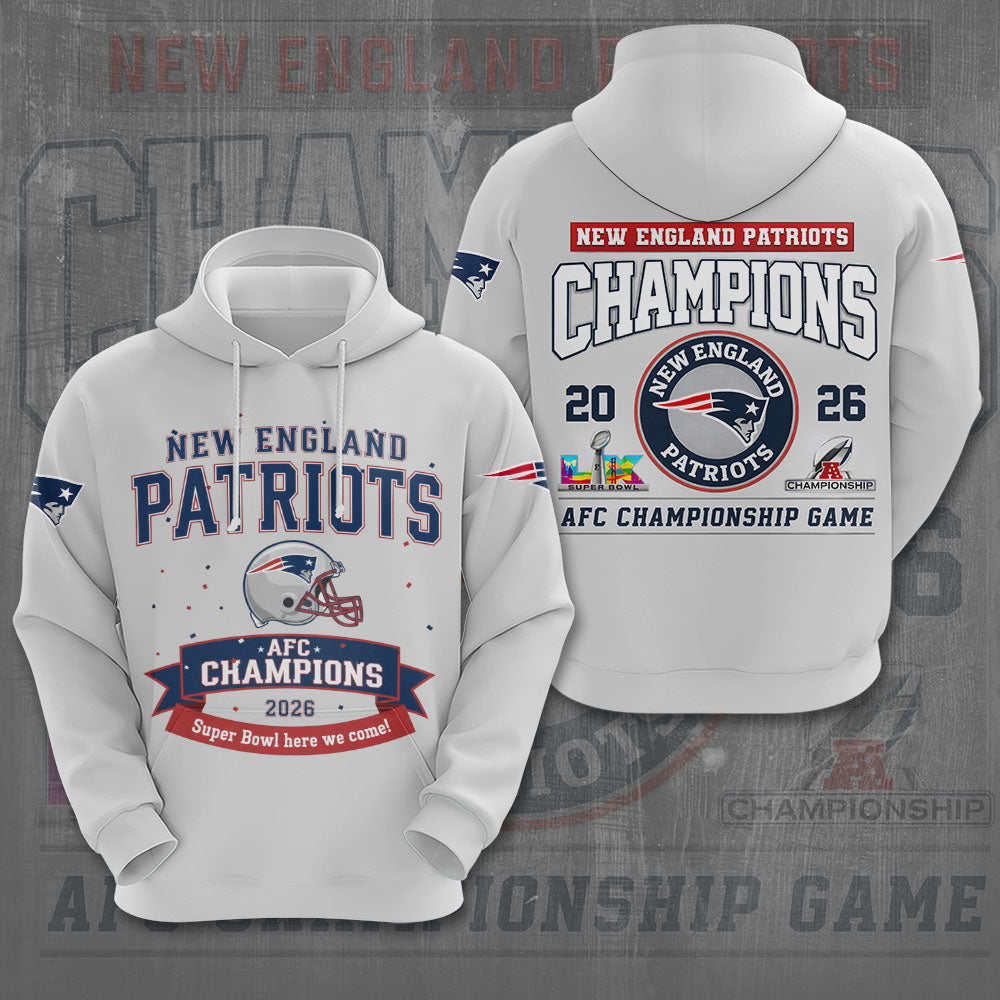 New England Patriots AFC Champions 2026 3D Apparel – NGHIAVT9584