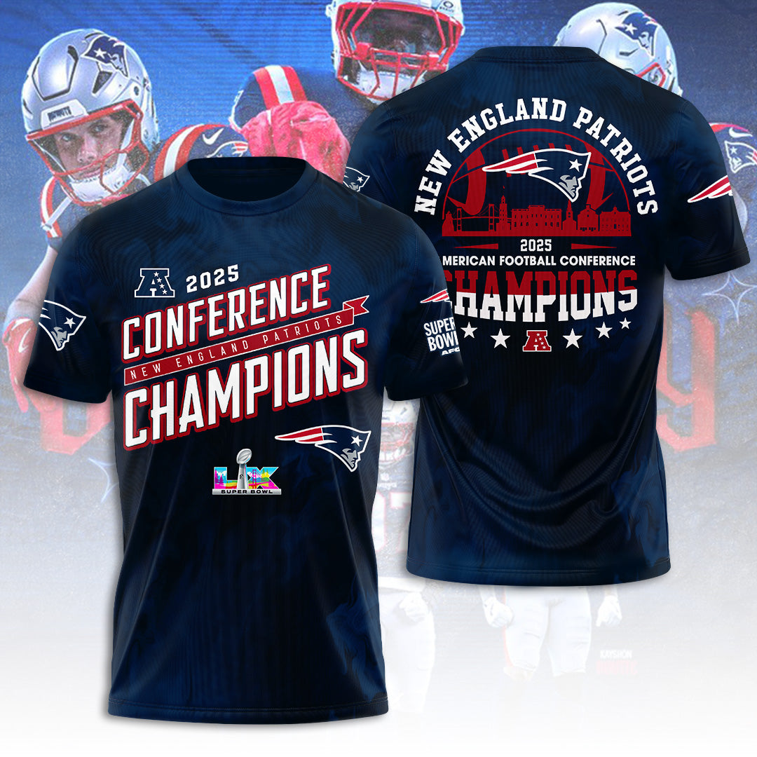 New England Patriots 2025 AFC Champions 3D Apparel – TANTN20620