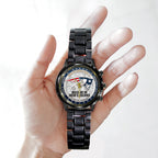 New England Patriots 2025 AFC Champions Black Stainless Steel Watch – TANTN20685