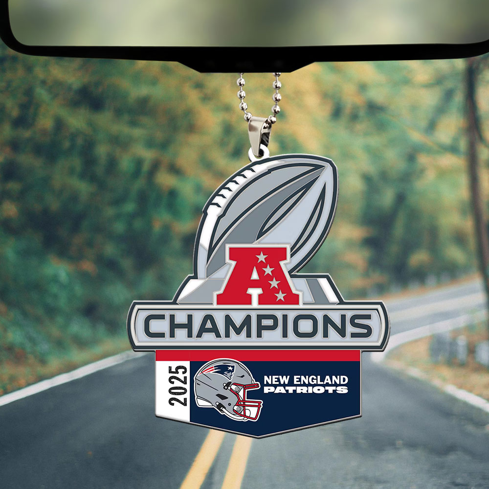 New England Patriots 2025 AFC Champions Custom shape 2-sided Acrylic Car Ornament – MAITM14601