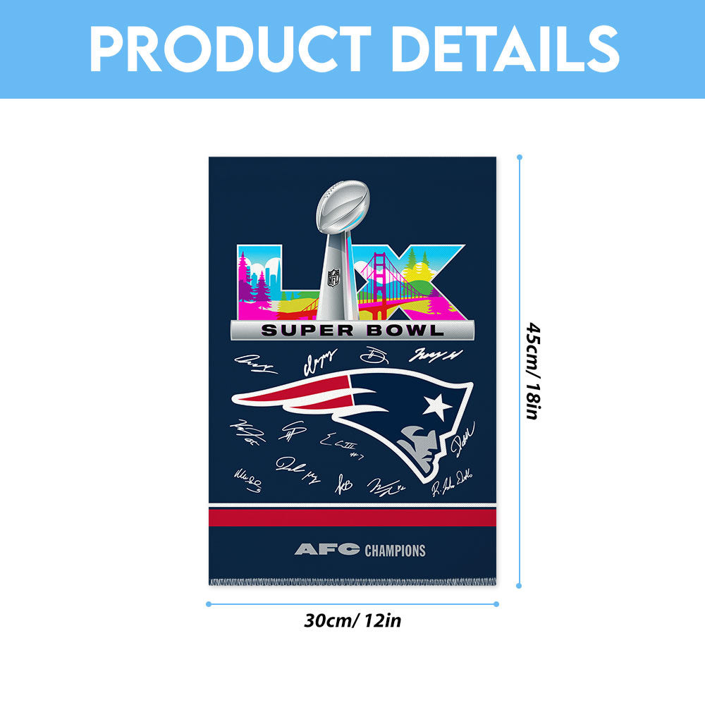 New England Patriots 2025 AFC Champions Double-side Garden Flag – TMTHU3461