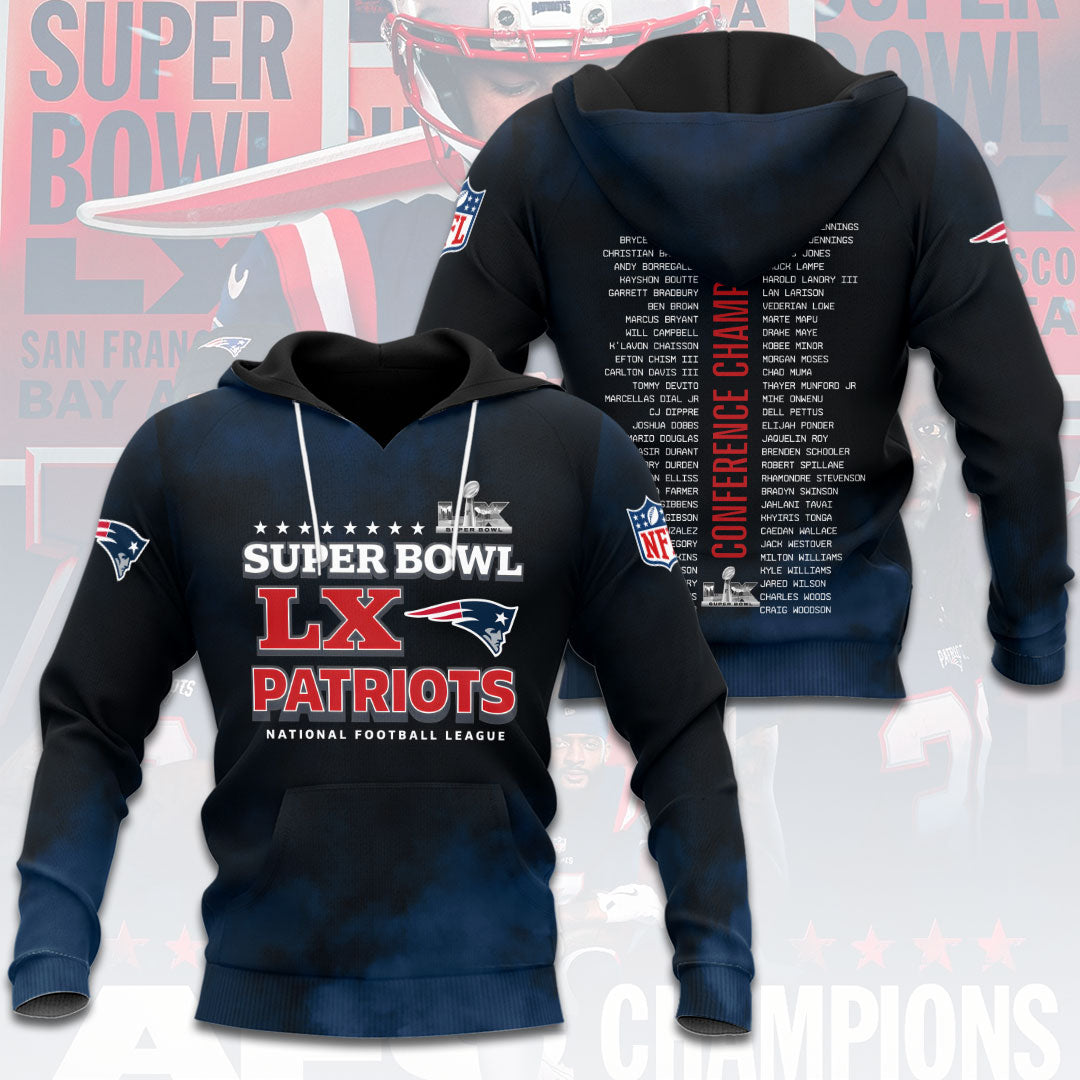 New England Patriots 2025 AFC Champions 3D Apparel – HOATT15900