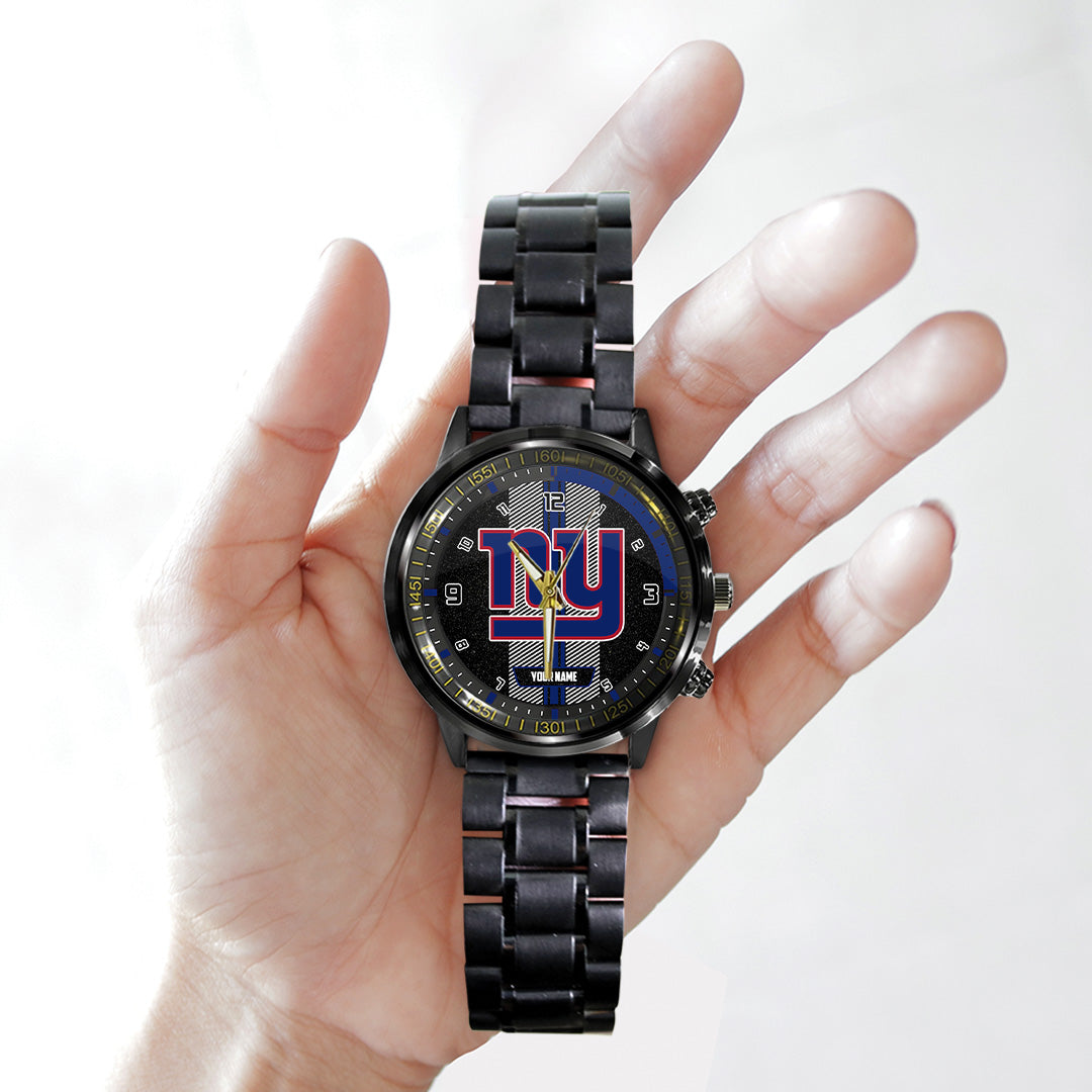 Personalized New York Giants Black Stainless Steel Watch – TANTN16023