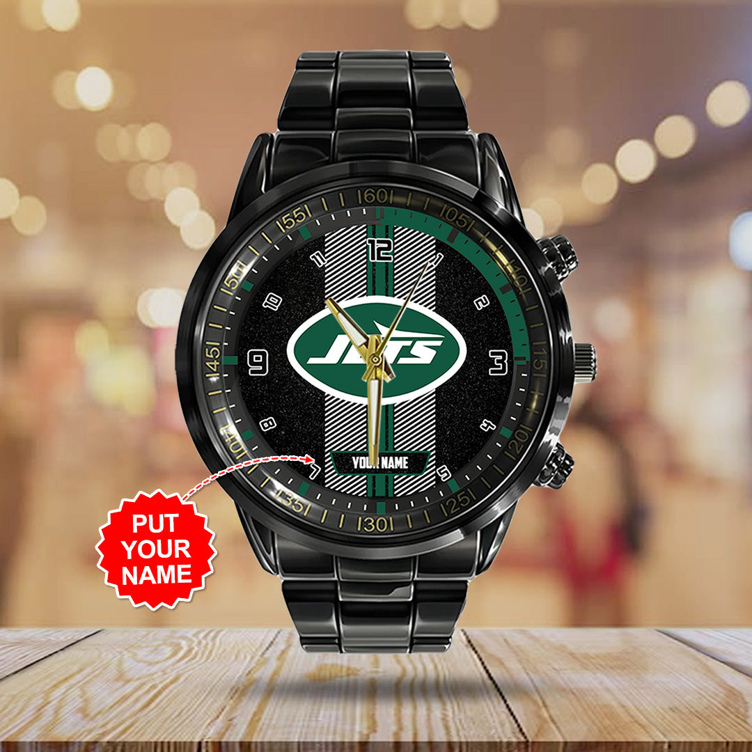 Personalized New York Jets Black Stainless Steel Watch – TANTN16030