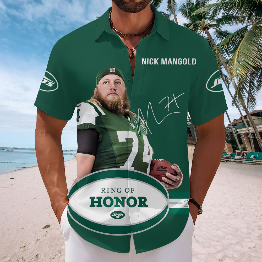 New York Jets x Nick Mangold Short Sleeve Button-Down Shirt – MAITM13627