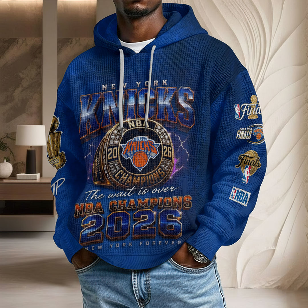 New York Knicks 2026 NBA Finals Champions 3D Unisex Waffle Hoodie – TMTHU6927