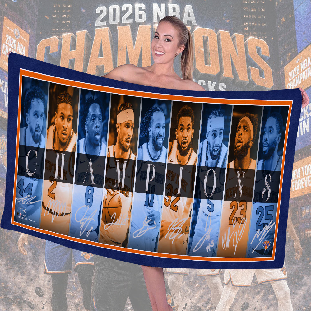 New York Knicks NBA Champions 2026 Rectangle Beach Towel – TMTHU6884