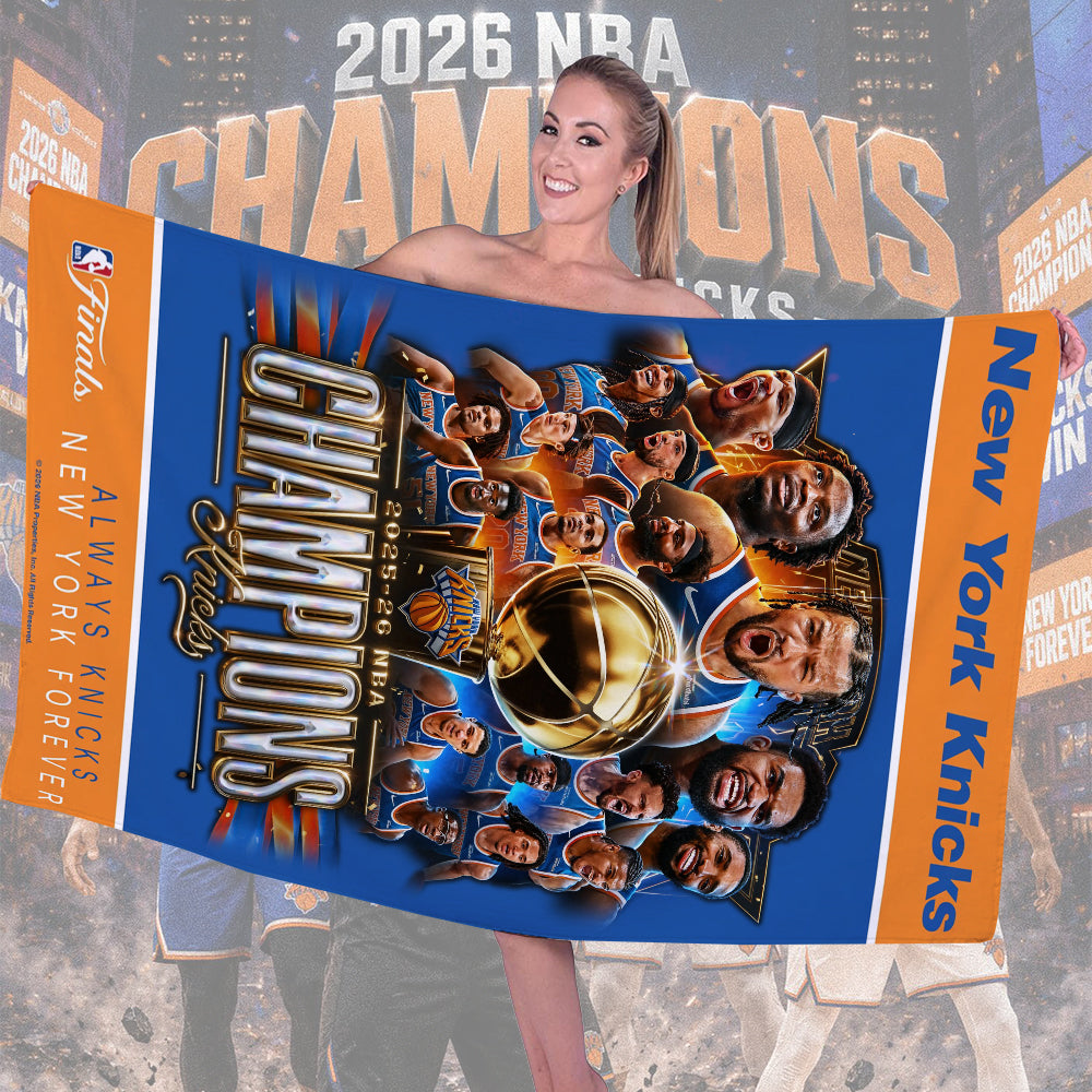New York Knicks NBA Champions 2026 Rectangle Beach Towel – TMTHU6934