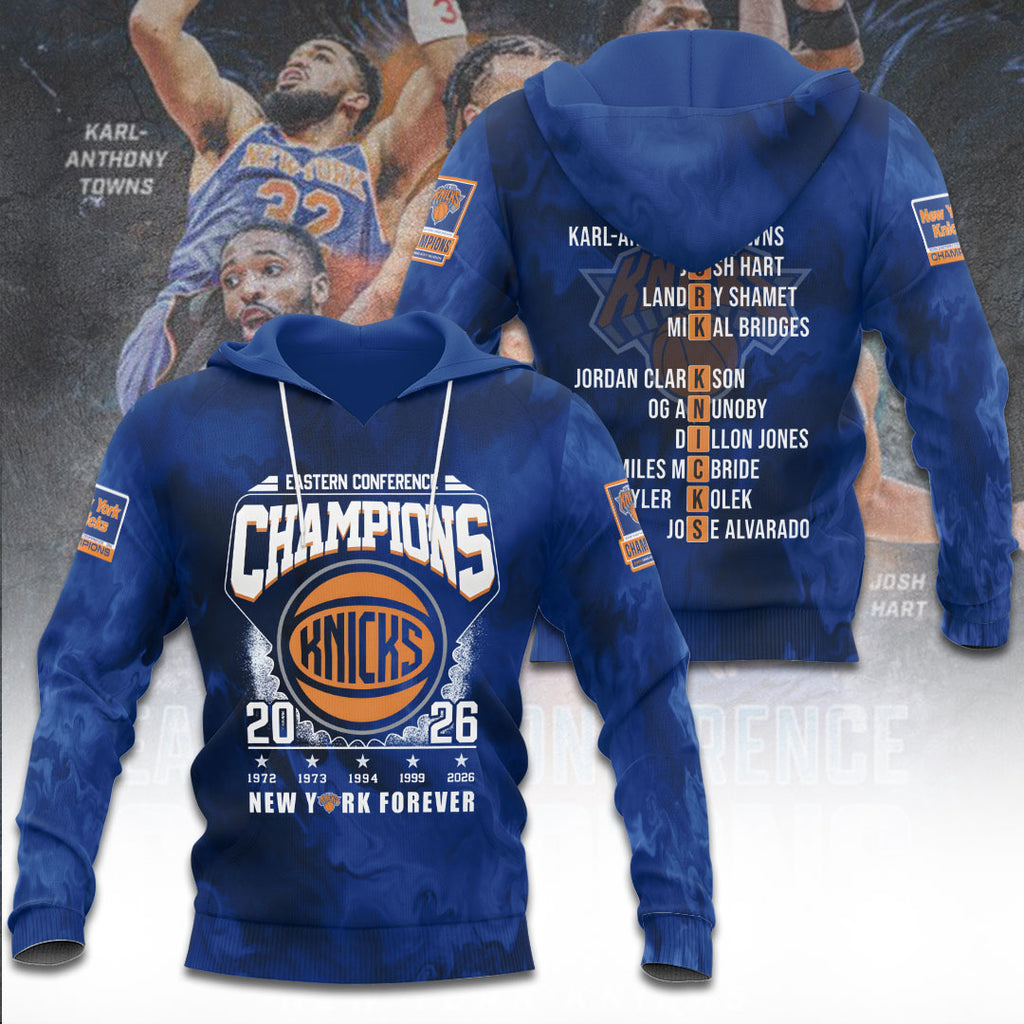 New York Knicks NBA Eastern Conference Champions 2026 3D Apparel – TANTN23186