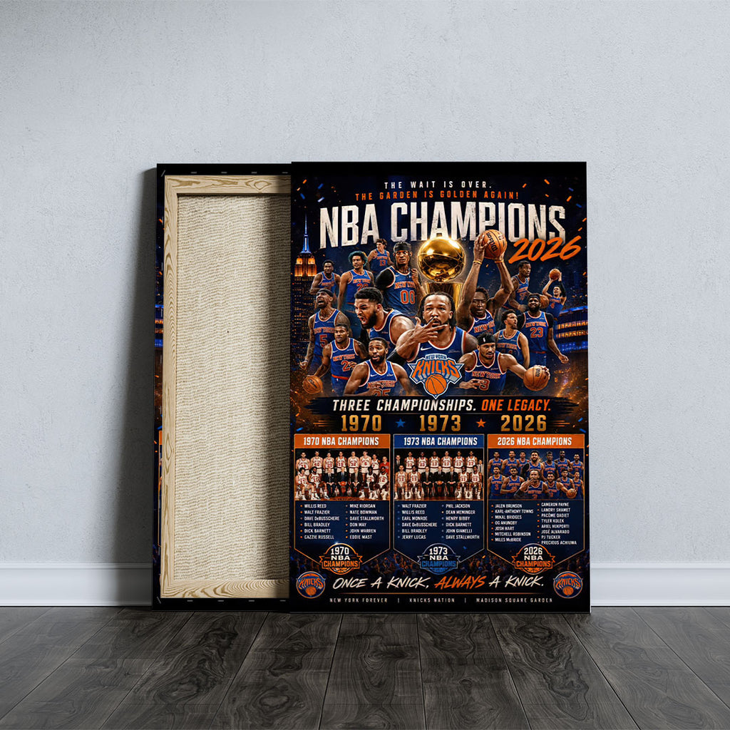 New York Knicks NBA Finals Champions 2026 Rectangle Canvas With Inner Frame – TANTN23759
