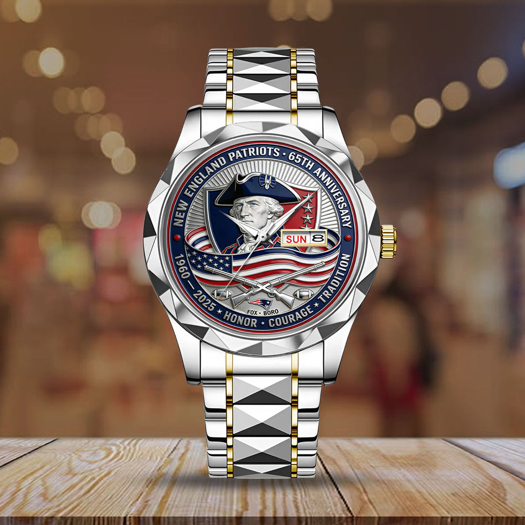 New England Patriots 65th Anniversary 2025 Alloy Luxury Quartz Watch – TMTHU2687
