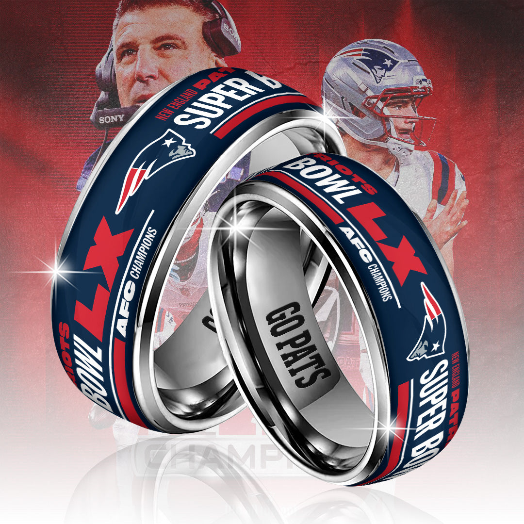 New England Patriots 2025 AFC Champions Custom Alloy Ring – TANTN20611