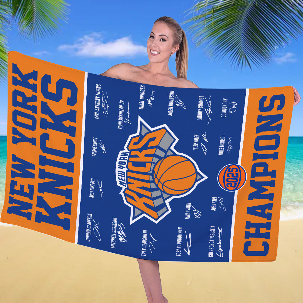 New York Knicks 2025 NBA Cup Champions Rectangle Beach Towel – TMTHU2723