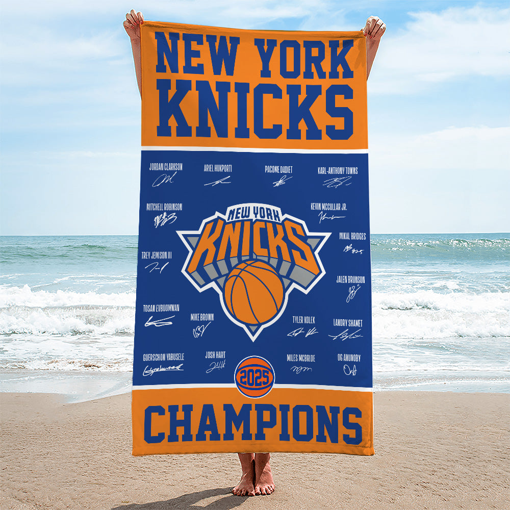 New York Knicks 2025 NBA Cup Champions Rectangle Beach Towel – TMTHU2723