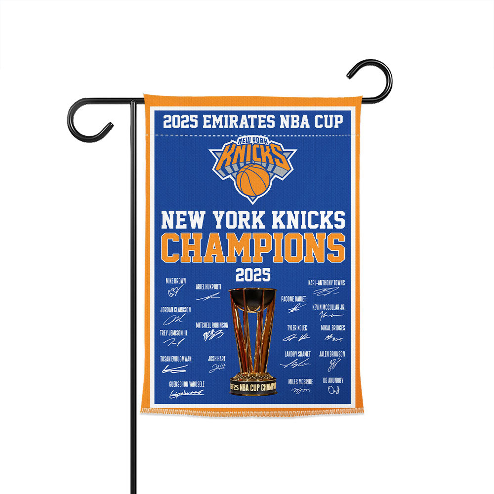 New York Knicks 2025 NBA Cup Champions Double-side Garden Flag – TMTHU2720