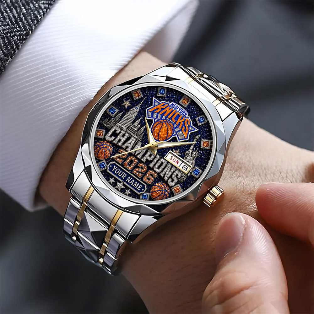 Personalized New York Knicks NBA Finals Champions 2026 Alloy Luxury Quartz Watch – TANTN23968