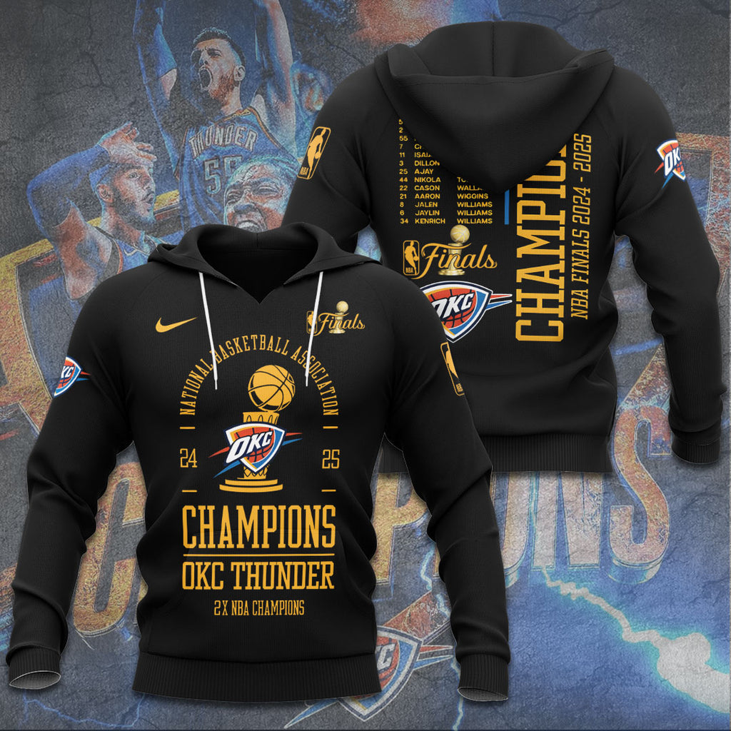 Oklahoma City Thunder 2025 NBA Champions 3D Apparel – TANTN 13926