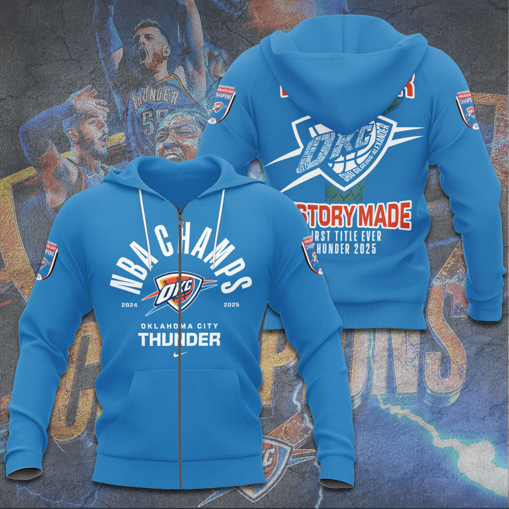 Oklahoma City Thunder 2025 NBA Champions 3D Apparel – TANTN 13947