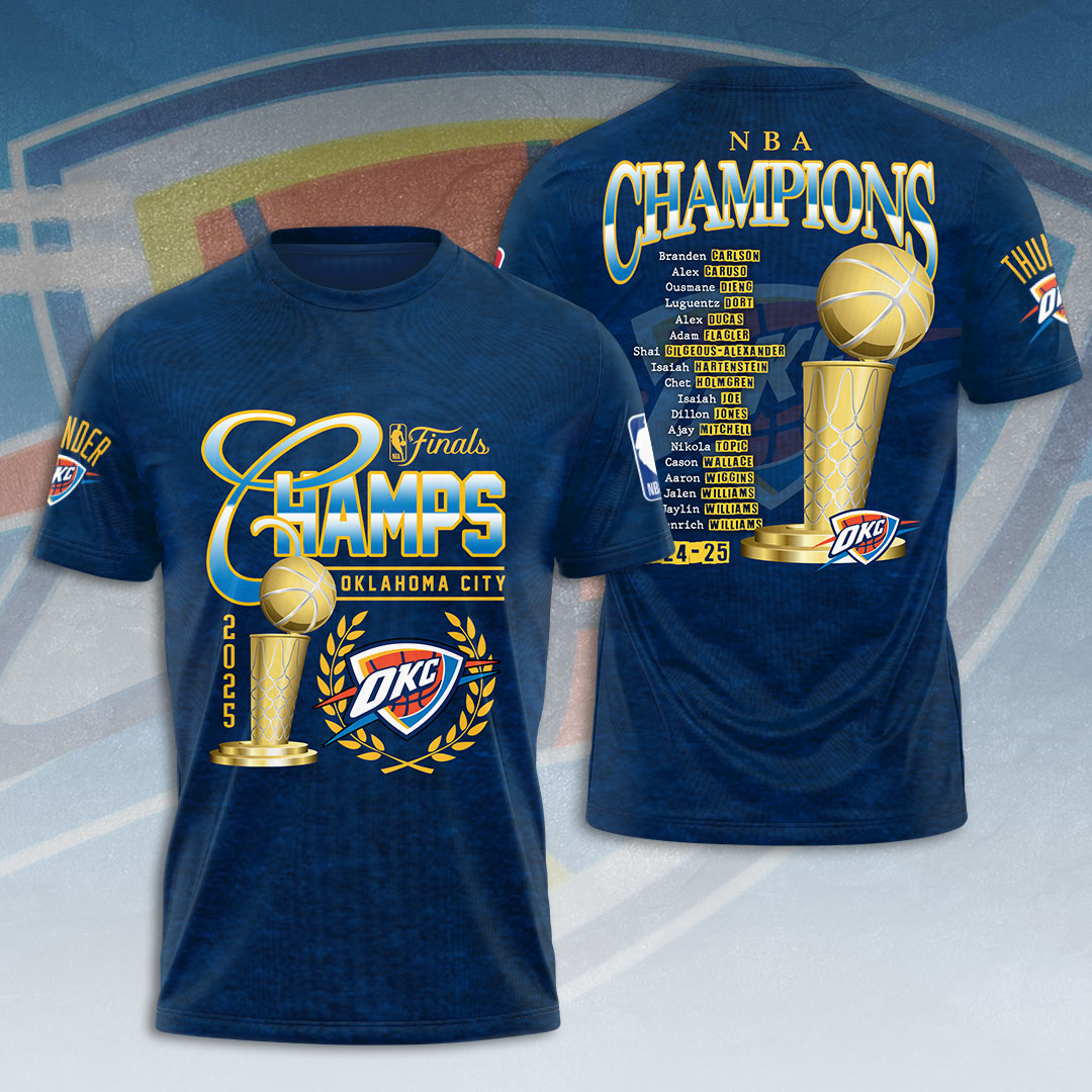 Oklahoma City Thunder 2025 NBA Champions 3D Apparel – HOATT 11436