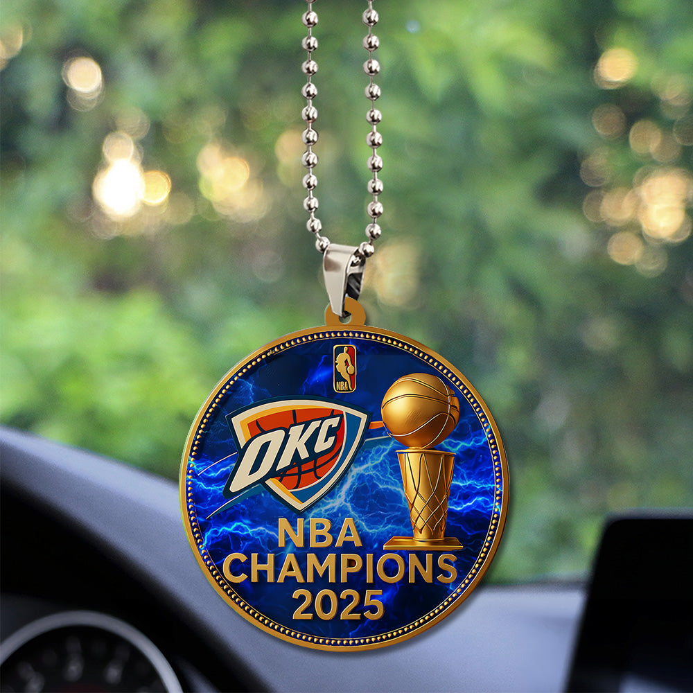 Oklahoma City Thunder 2025 NBA Champions Custom shape 2-sided Acrylic Car Ornament – TANTN 13908