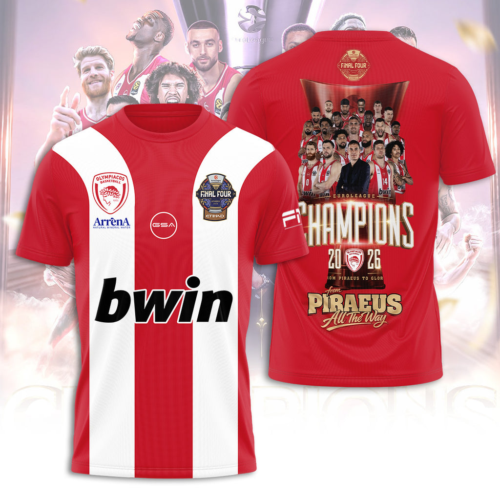 Olympiacos B.C. 2026 EuroLeague Champions 3D Apparel – TANTN23573