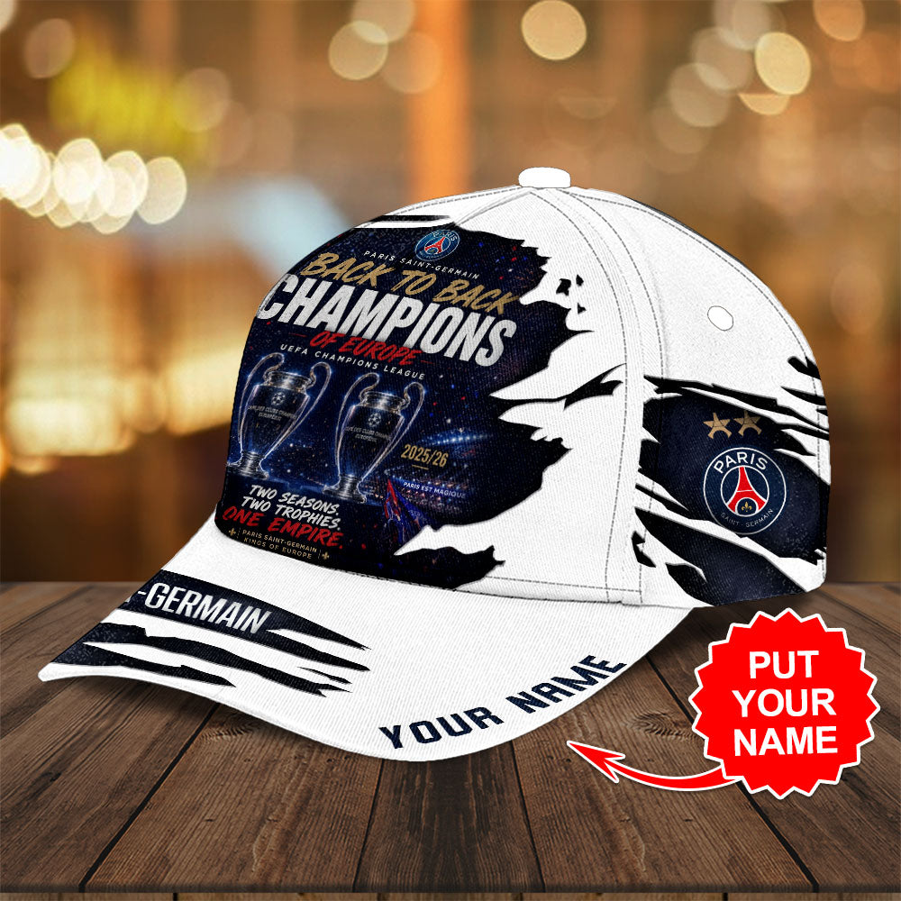 Personalized Paris Saint-Germain Champions of Europe 25/26 Classic Cap – TANTN23545