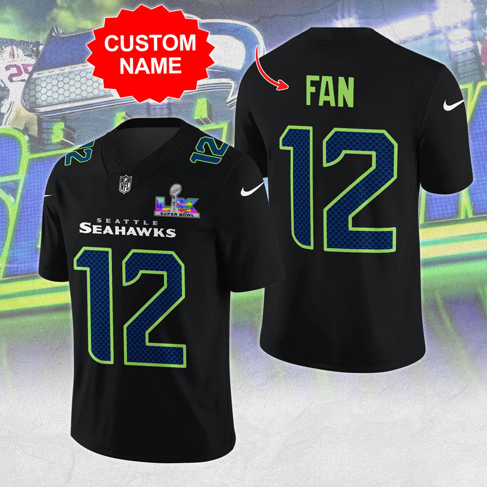 Personalized Seattle Seahawks Super Bowl LX 3D Football Jersey – MAITM14632