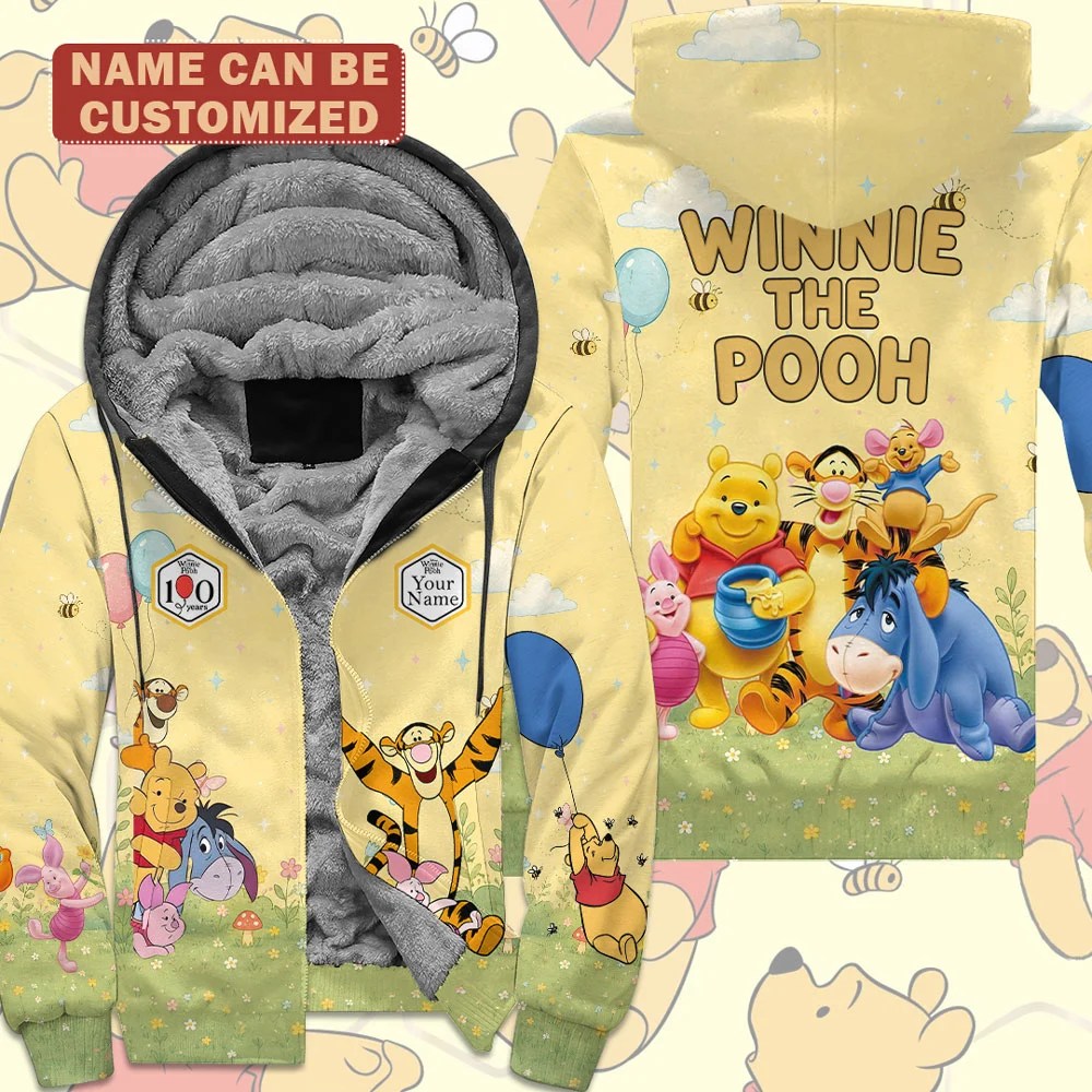 Personalized Winnie-the-Pooh 100th Anniversary 3D Fleece Zip Hoodie – TMTHU9248