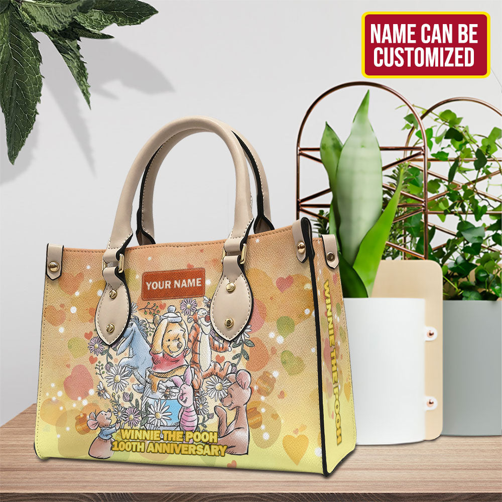Personalized Winnie-the-Pooh 100th Anniversary Leather HandBag – TMTHU5363
