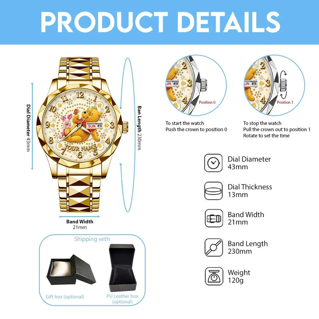 Personalized Winnie-the-Pooh Alloy Luxury Quartz Watch – TMTHU10107