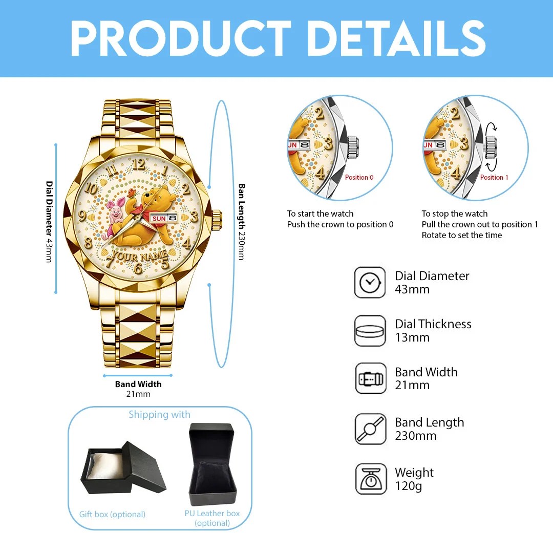 Personalized Winnie-the-Pooh Alloy Luxury Quartz Watch – TMTHU10107