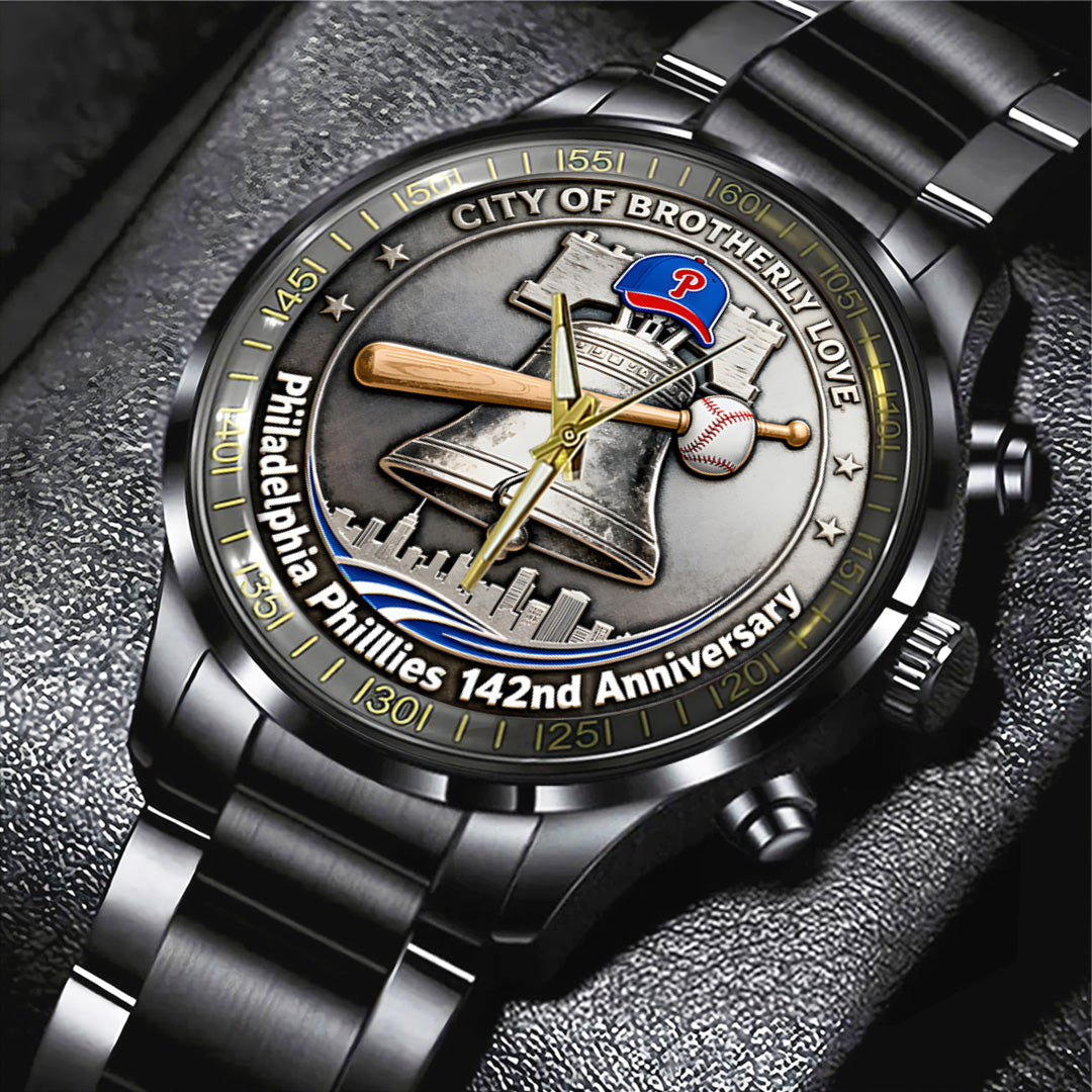 Philadelphia Phillies 142nd Anniversary Black Stainless Steel Watch – TANTN18483