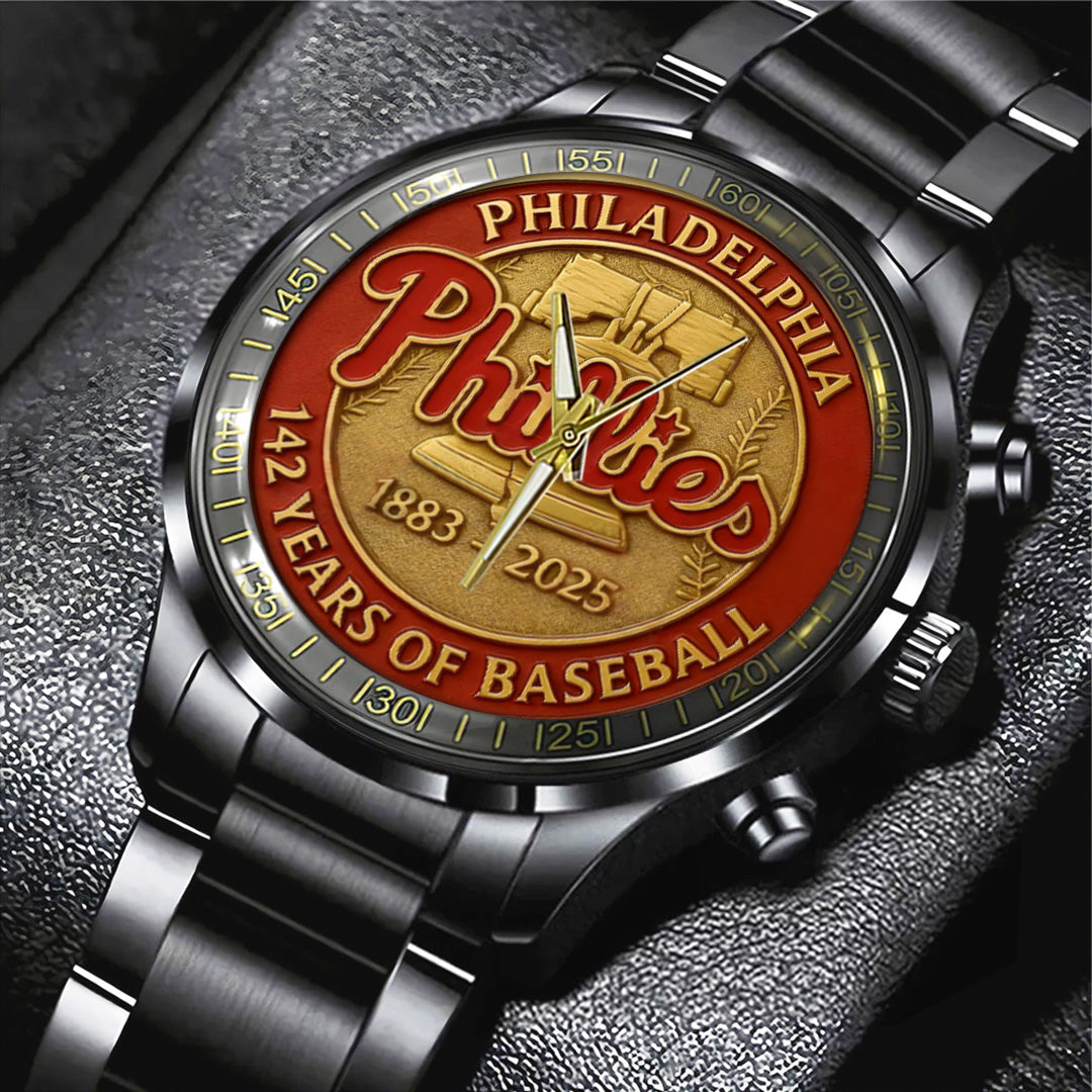 Philadelphia Phillies 142th Anniversary 2025 Black Stainless Steel Watch – TANTN16085