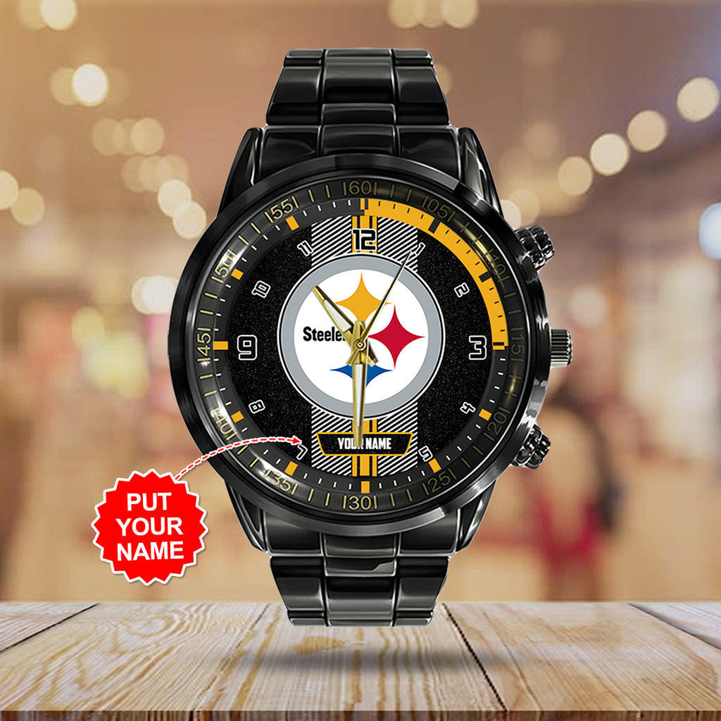 Personalized Pittsburgh Steelers Black Stainless Steel Watch – TANTN16033